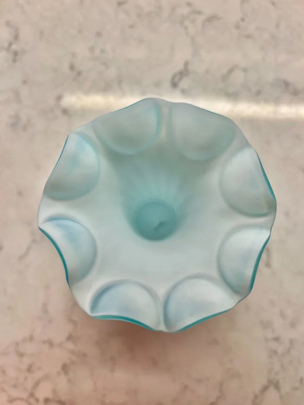 Antique Victorian Era Blue Satin Glass Vase